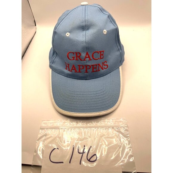 Grace Happens Blue Cotton Baseball Cap With Adjustable Strap C146 - Picture 8 of 8